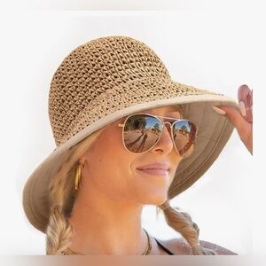 NWT- FURTALK Beach Hats for Women Summer Straw Sun Hat Wide Brim Crochet Hats